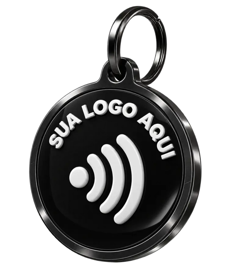 Tag NFC personalizada preta e branca